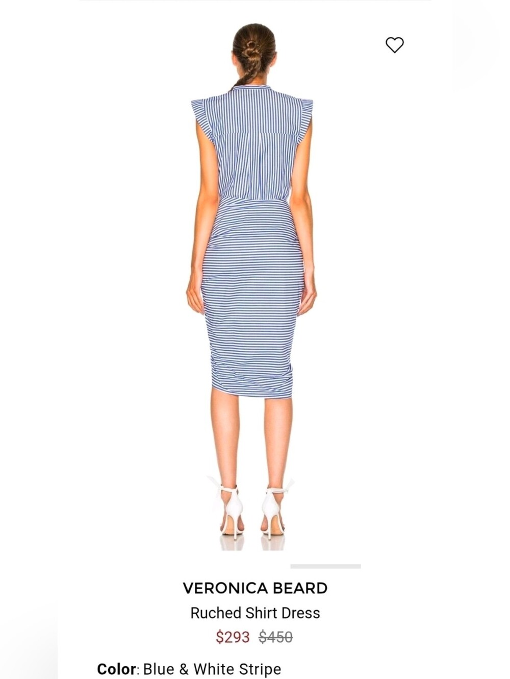 Veronica Beard Womens Ruched Shirt Dress In Blue & White Stripe 100% Cotton Sz 4 - Picture 3 of 16